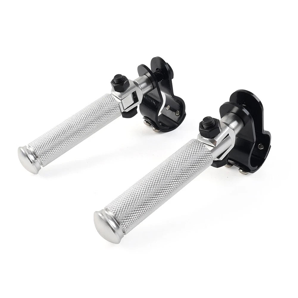 CNC Foot Pegs Footrest Folding for Universal Motorcycle (Silver, Pair)
