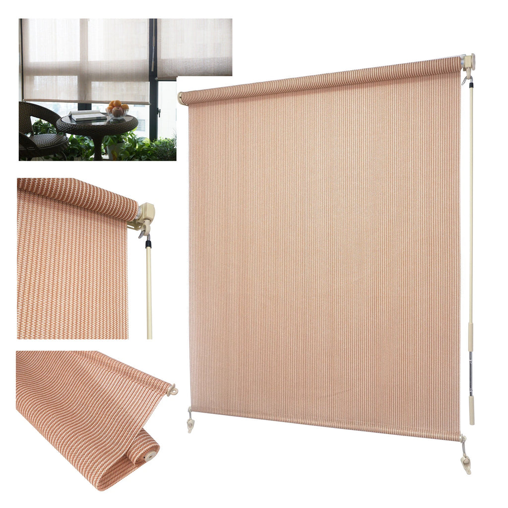 Roller Shade Blind for Deck Porch Balcony Patio (Light Filter Beige)