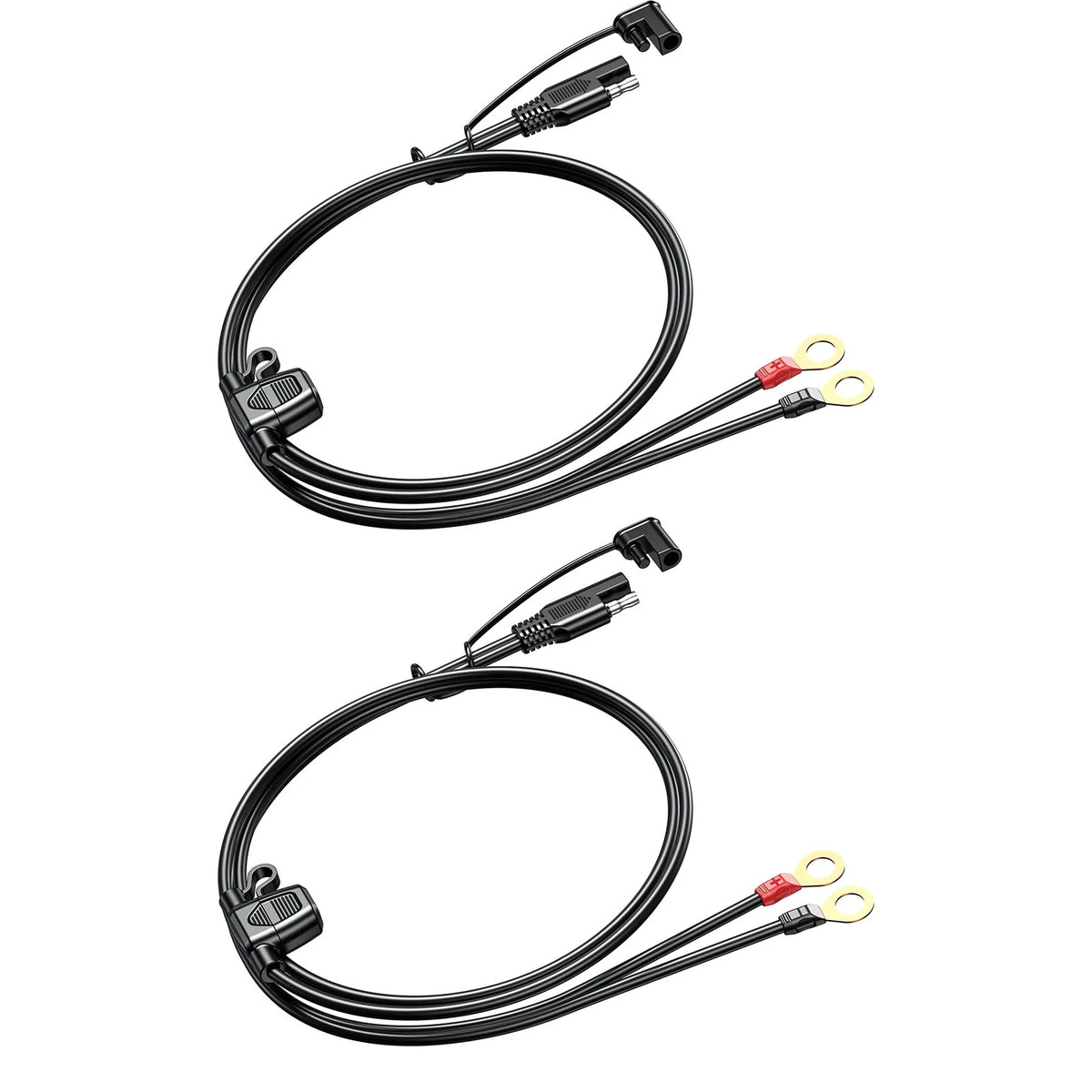 2X SAE Extension Cable 18AWG with O Ring Terminals 6Ft for 12-24V Charger