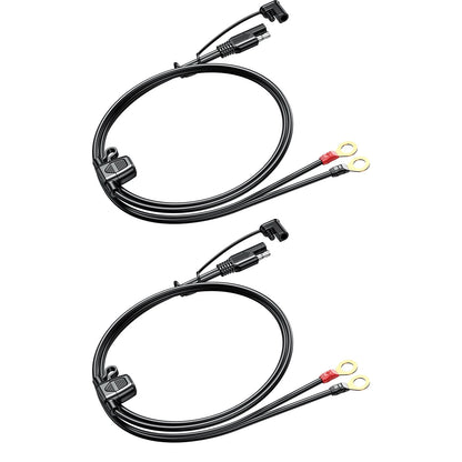 2X SAE Extension Cable 18AWG with O Ring Terminals 6Ft for 12-24V Charger