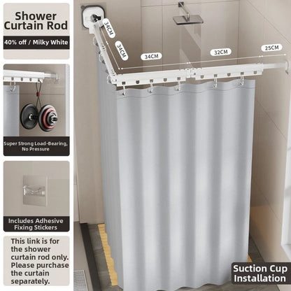 Compact Design Shower Rod for Corner Installation (No Drill)