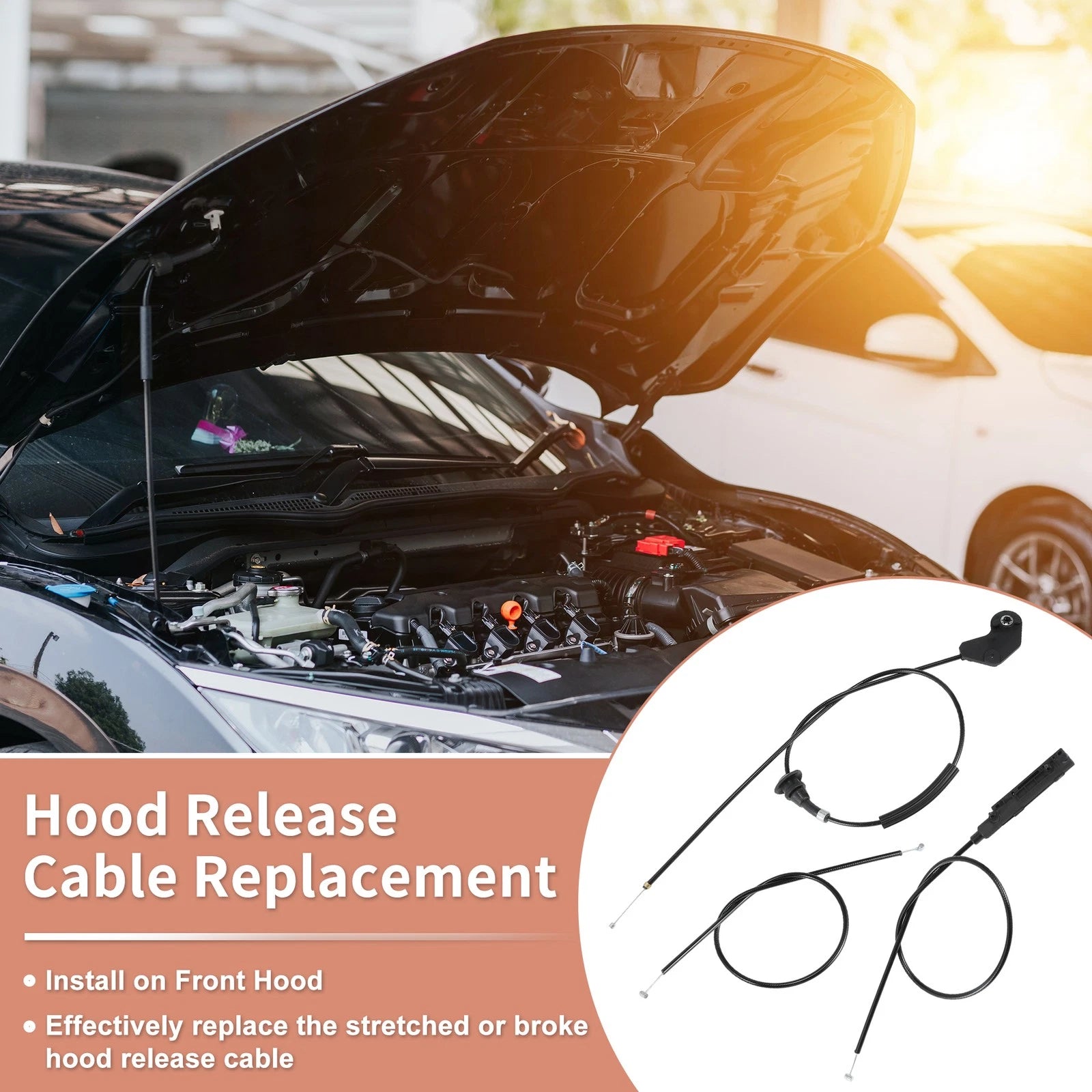 Bonnet Hood Release Cable Kit 3 Piece Replacement for BMW X5 E53 (2000–2006)