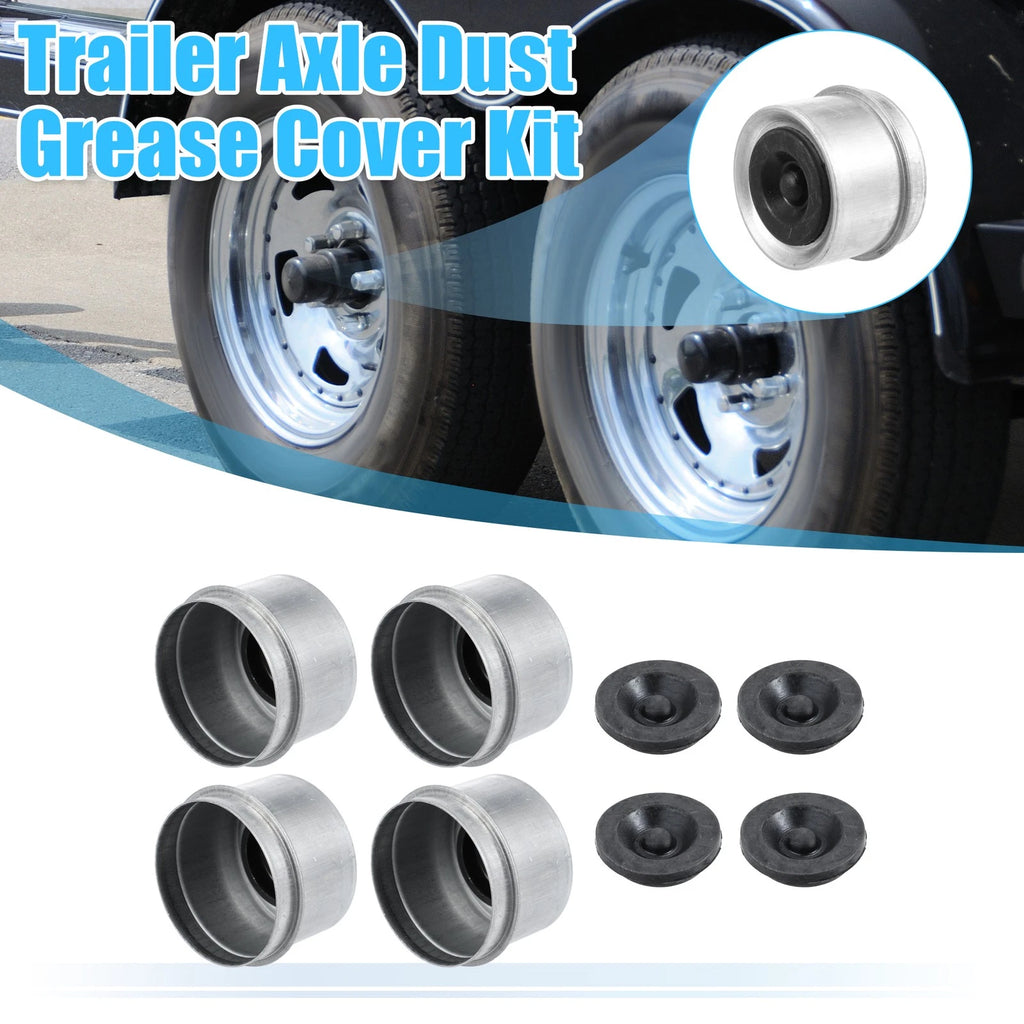 2" Trailer Axle Dust Cap Rubber Grease Plug Set for Camper RV (Set of 4)