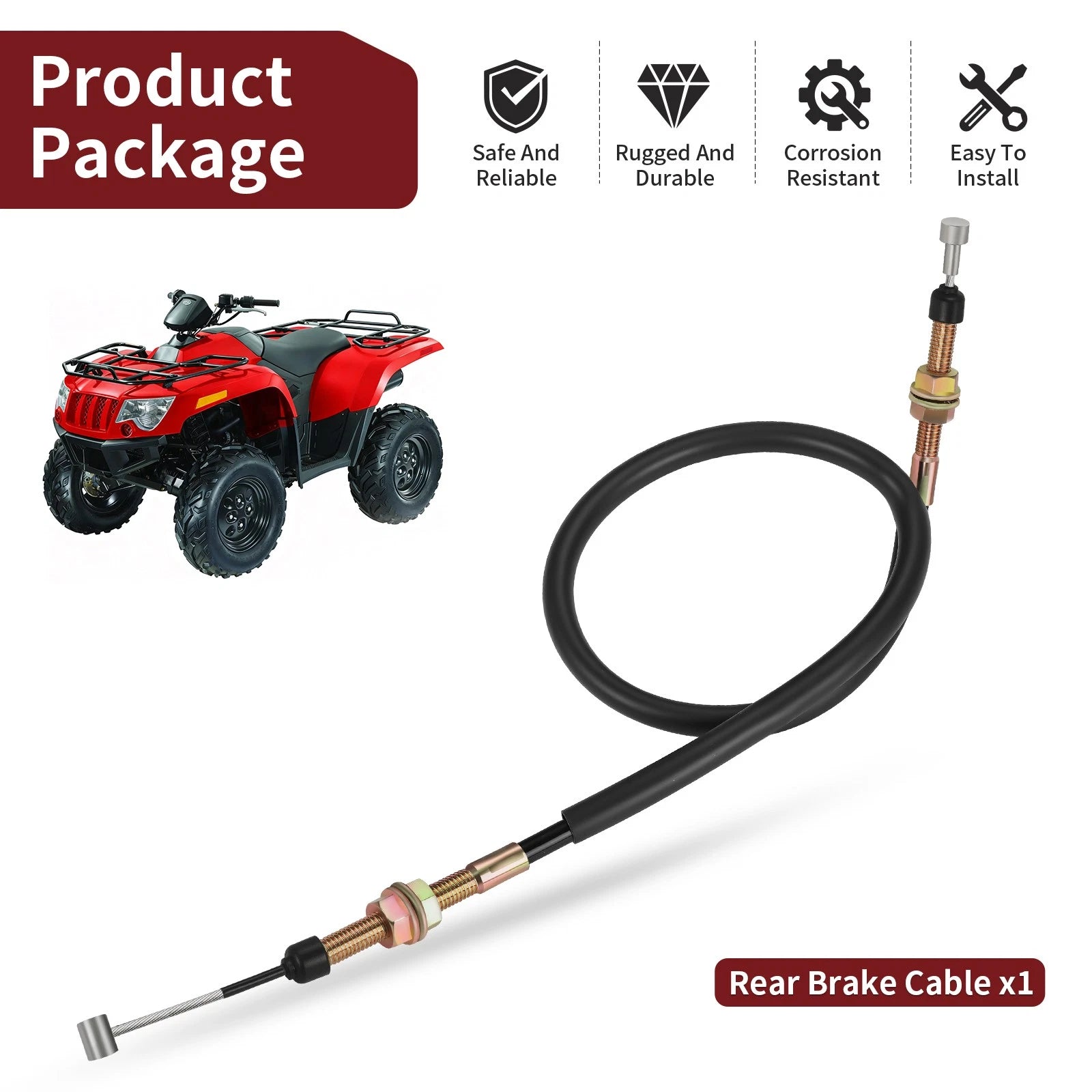 Rear Brake Cable for Arctic Cat ATV 375 2x4/4x4 (2002) - Replaces 0487-006