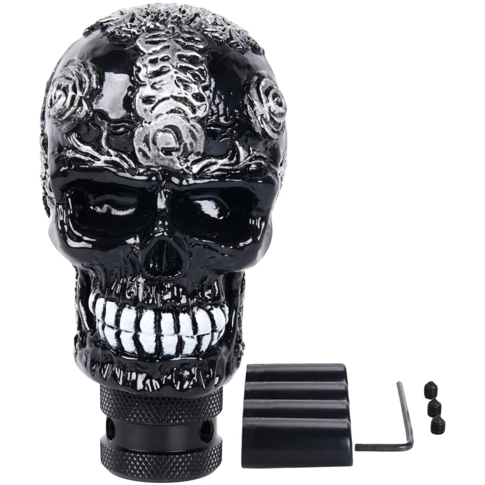 Car Gear Shift Knob Skull Pattern Gold Silver For Auto With Ergonomic Size