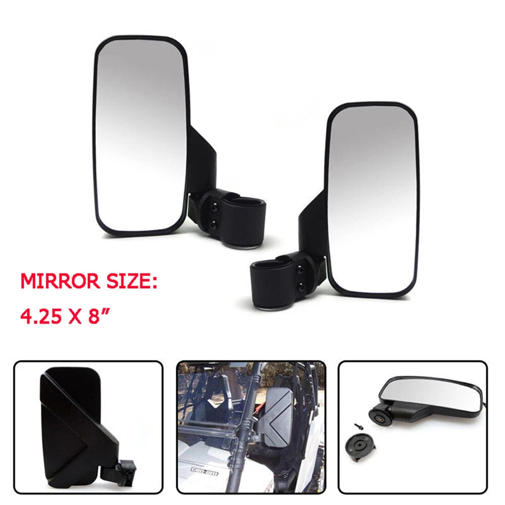 Side View Mirror Set for UTV Offroad (Large SuperWide View, 1.75")