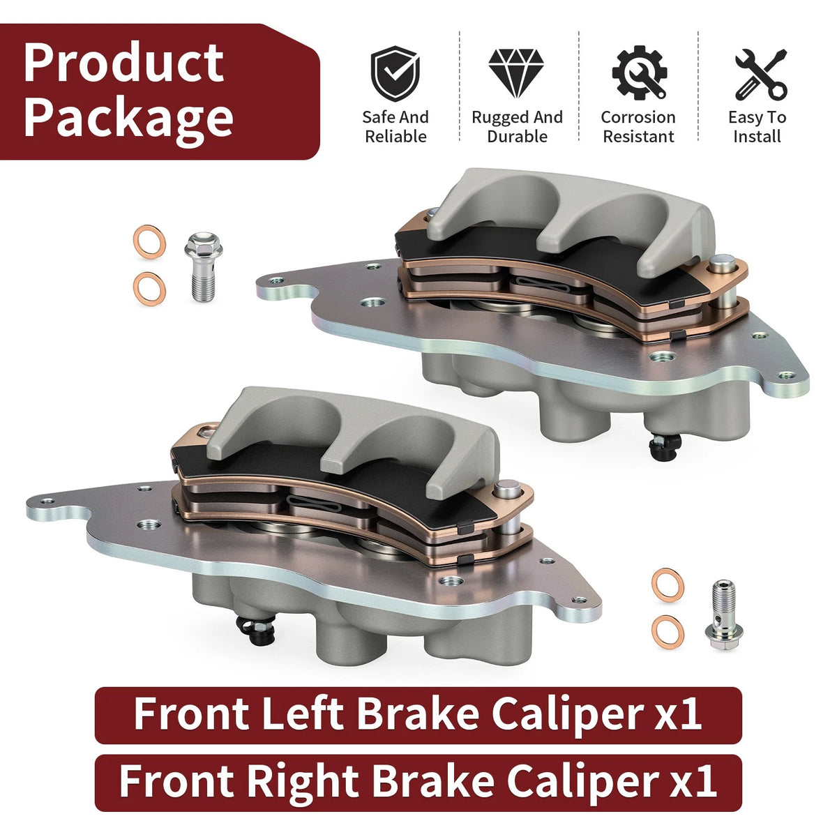 Front Brake Calipers w/ Pads for Polaris RZR PRO XP (2020–2025)