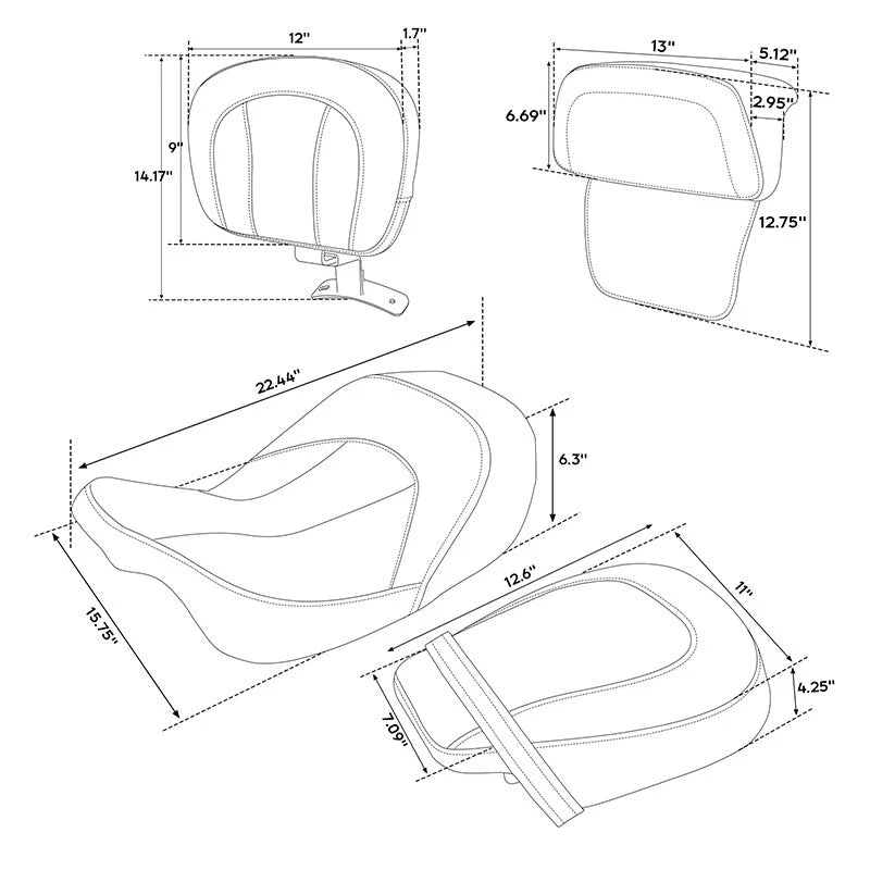 Backrest Pad Set for Harley Street Road Glide (2014–2023)
