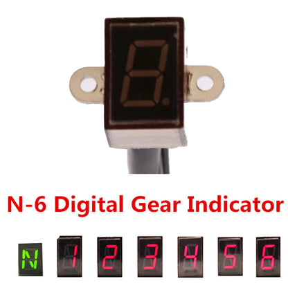 Digital Motorcycle Gear Display Indicator Red LED N - 6 Speed Shift Lever Gauge