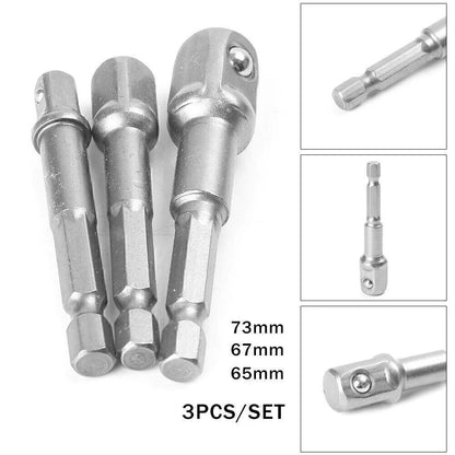Socket Adapter Set for Impact Driver Drill Bits (1/4", 3/8", 1/2")
