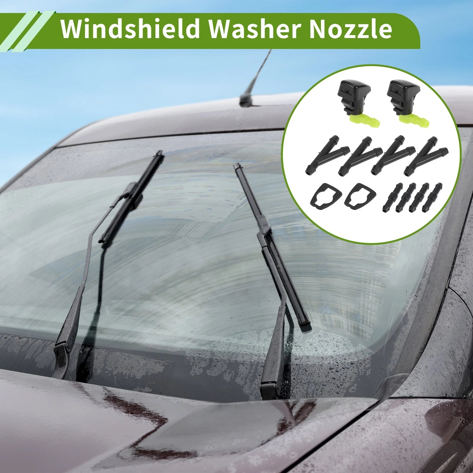 Windshield Washer Nozzle With Hose Connector Replacement for Chrysler 1 Set (2011–2016)