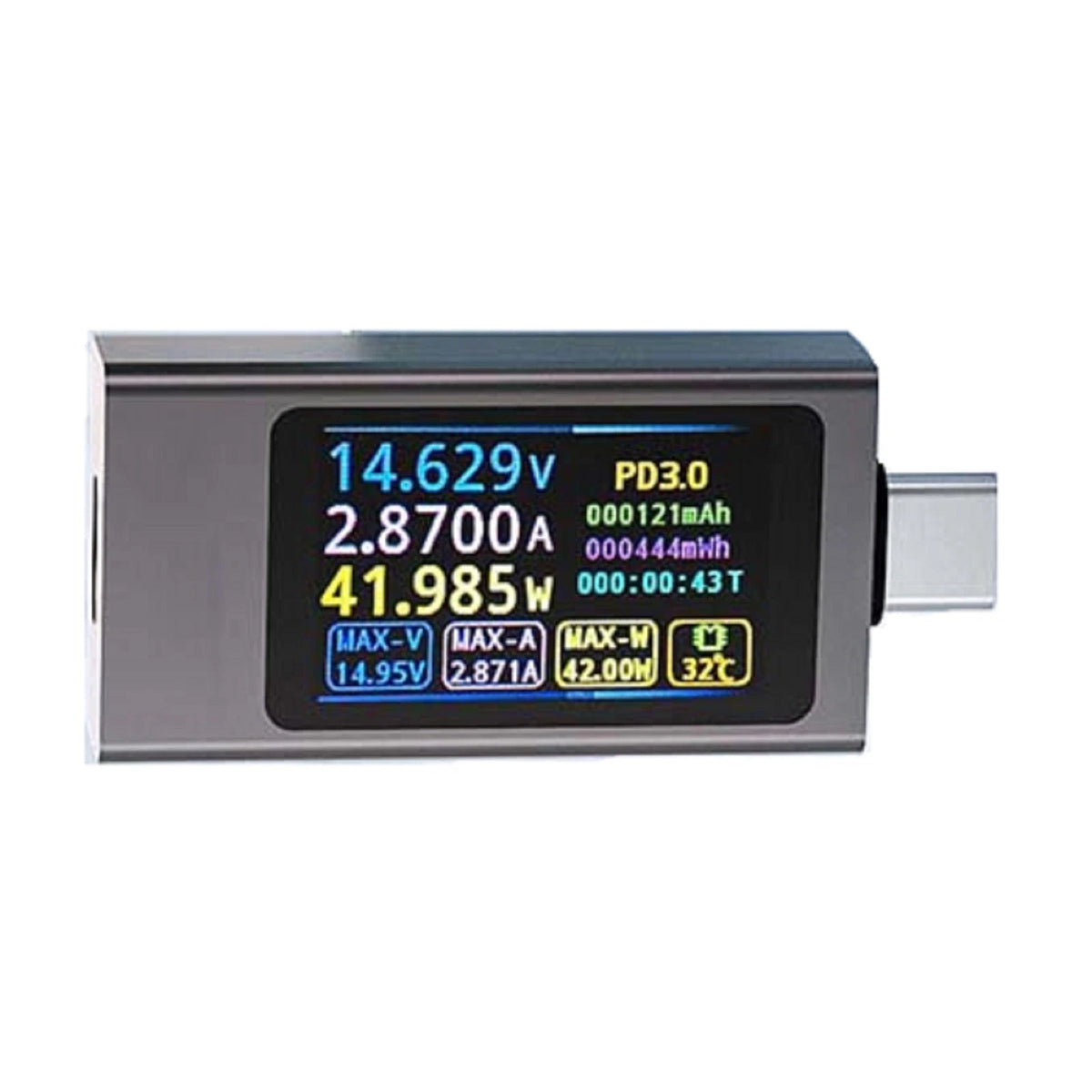Aluminum Shell KWSX1 Type C Tester 12A Voltmeter for Fast Charging Devices