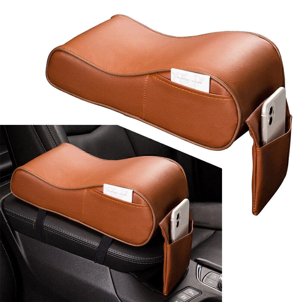 Brown PU Memory Foam Console Armrest Box Cushion Pad Mat Set fit Car Auto SUV
