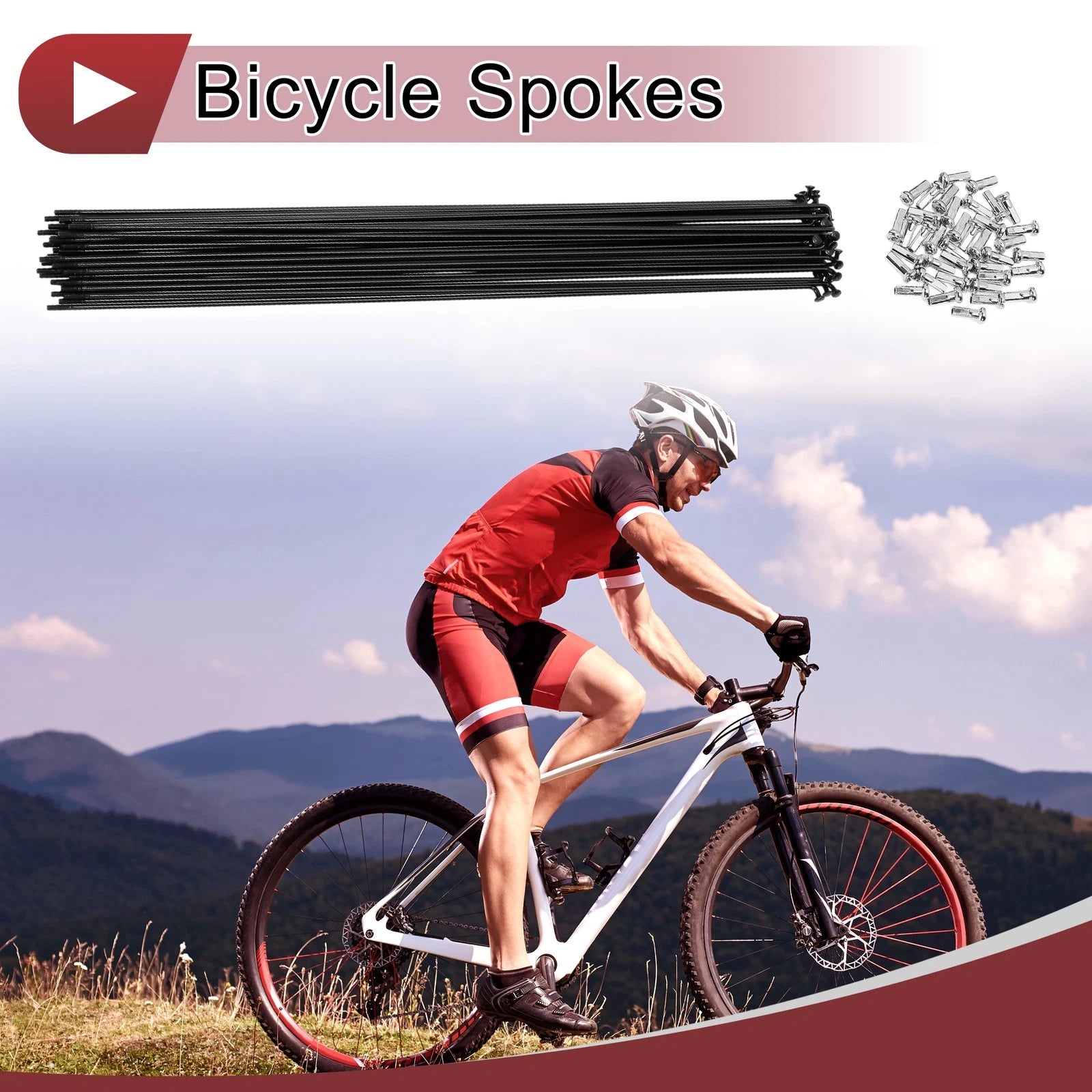 Bicycle Spokes Set 290mm Carbon Steel Black for 14G Wheel (38-Pack)