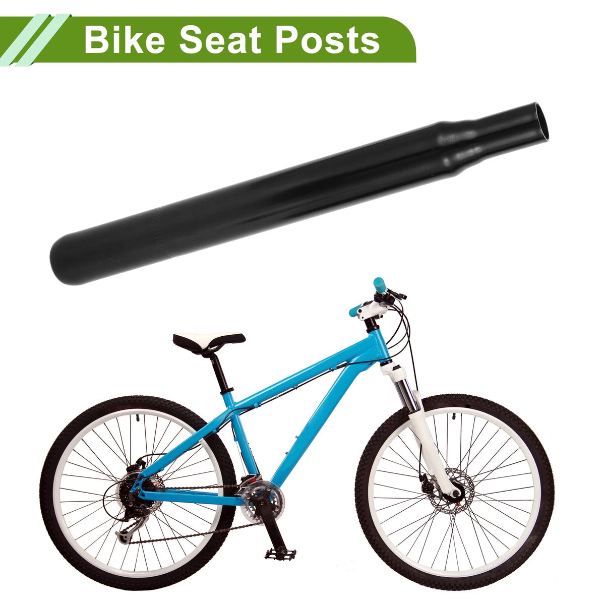 Seat Post 30.4x300mm Replacement for Universal Bike Saddle Tube Black Steel