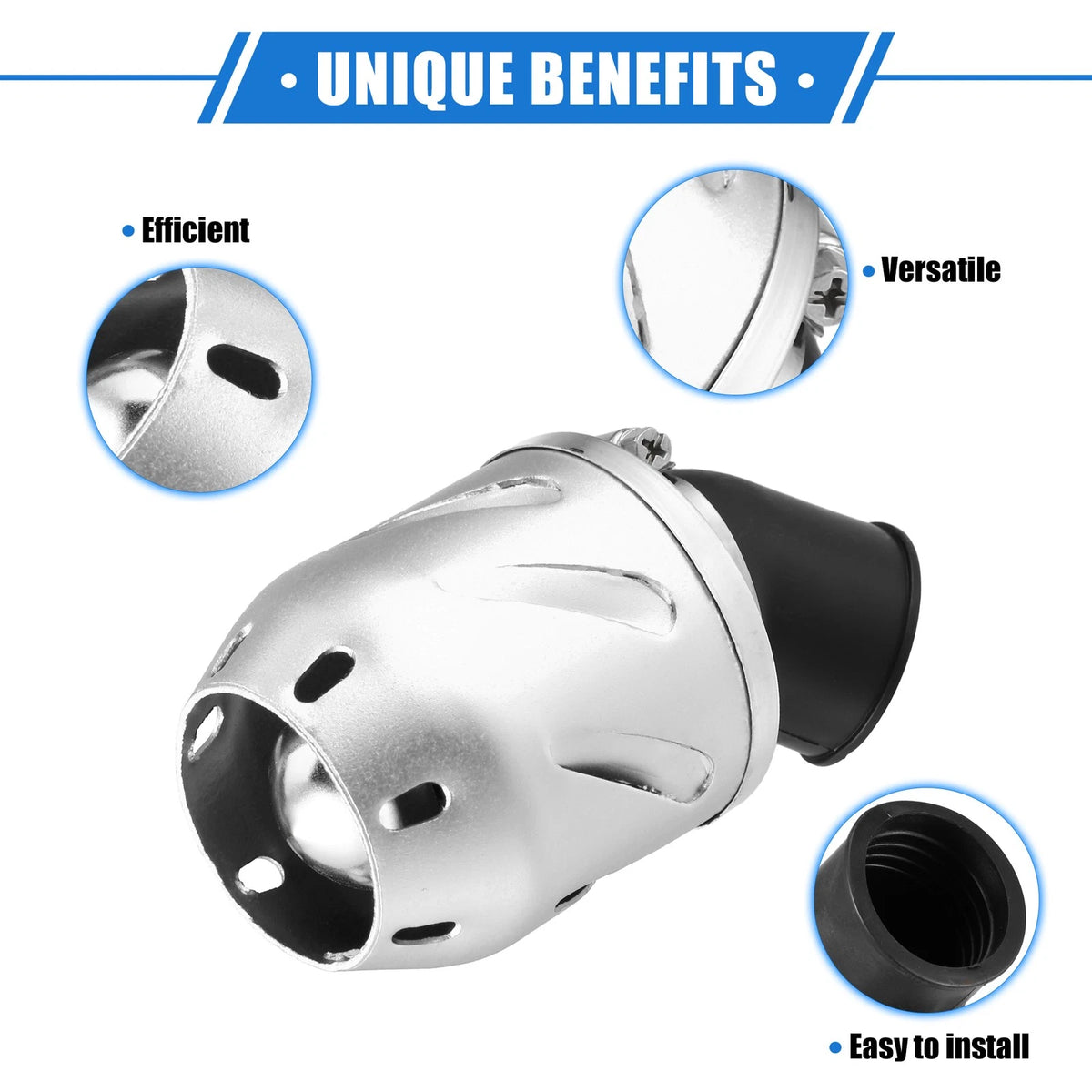 Air Filter for Universal Motorcycle (35mm ID, 140x70mm) Aluminum Alloy Silver