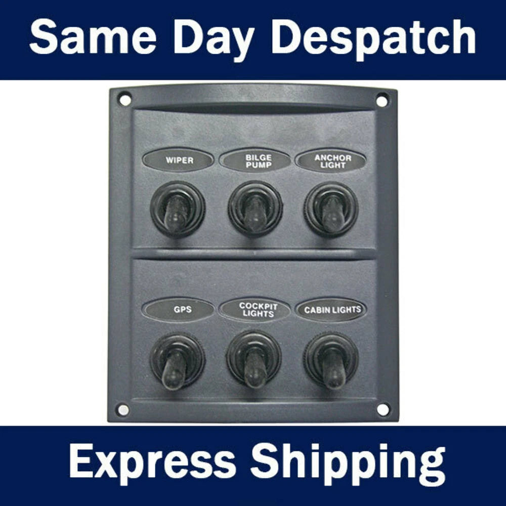 6 Switch Splashproof Switch Panel for 12/24 Volt Systems