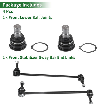 4X Front Suspension Kit Sway Bar Link Lower Ball Joint for Kia Sorento (2011–2013)