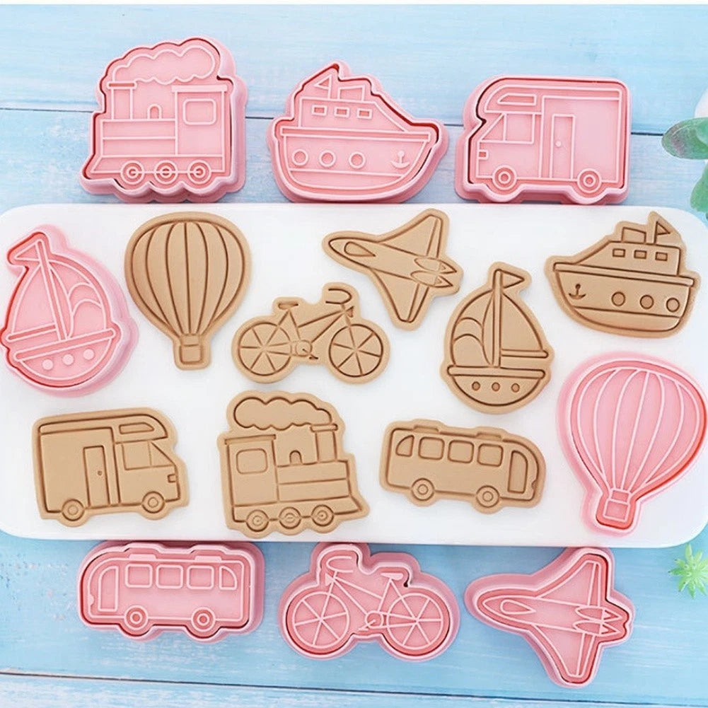 8-Piece Vehicle Theme Cookie Cutters Set - Train, Ship, Airplane