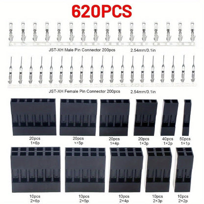 620pcs Assorted Pins for Wiring (254mm Pitch Wire Cable Header Connector)