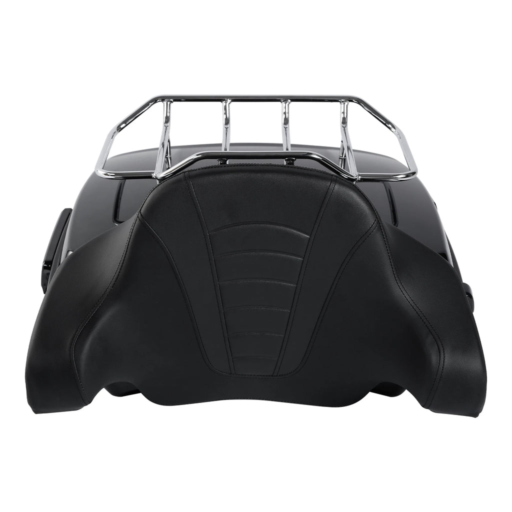 Black Chopped Trunk Backrest Luggage Rack for Harley Touring (2014–2026)