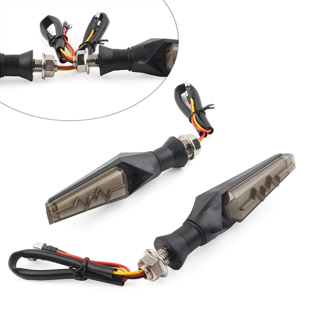 2X LED Flowing Turn Signal Amber Light for Motorcycle