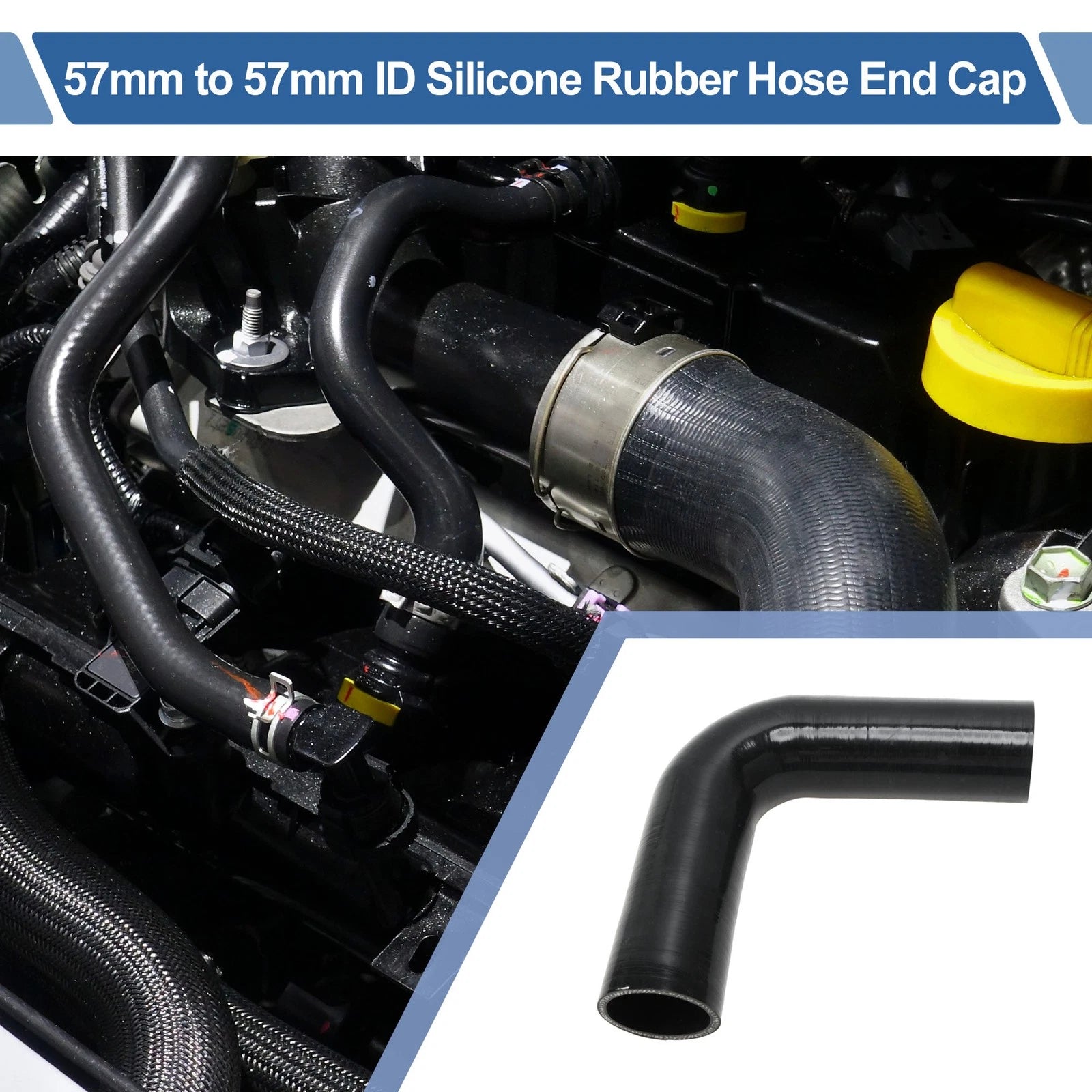 90 Degree 57mm Silicone Elbow for Intercooler Heater (178mm)