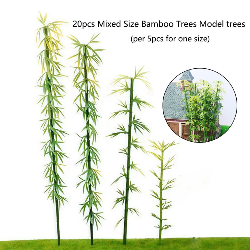 20Pcs Miniature Bamboo Trees for Scenery Model Decor
