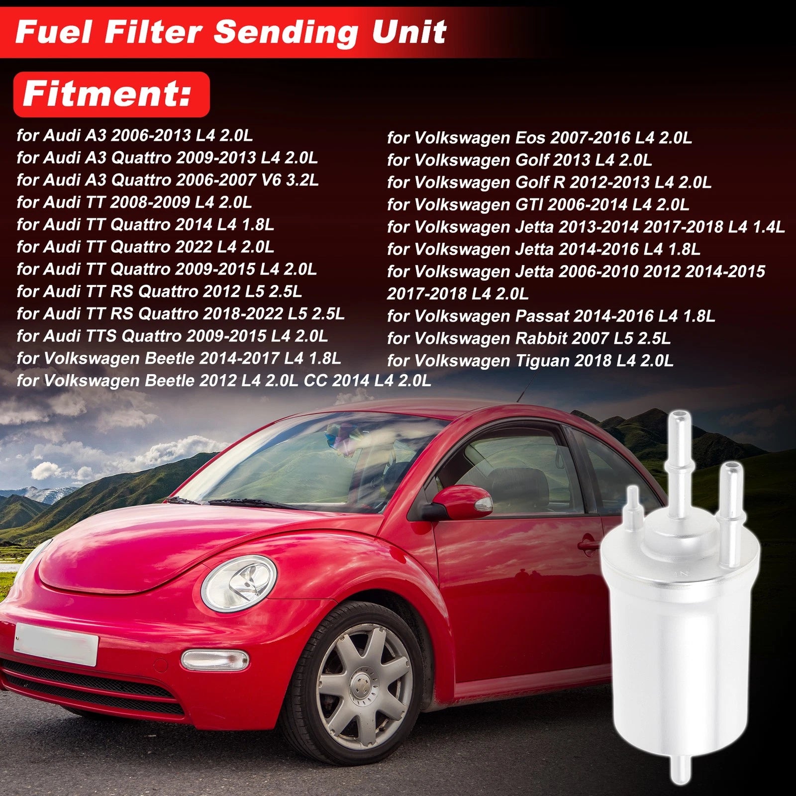Fuel Filter Assembly for Audi A3 (2006–2013) L4 2.0L OEM Replacement