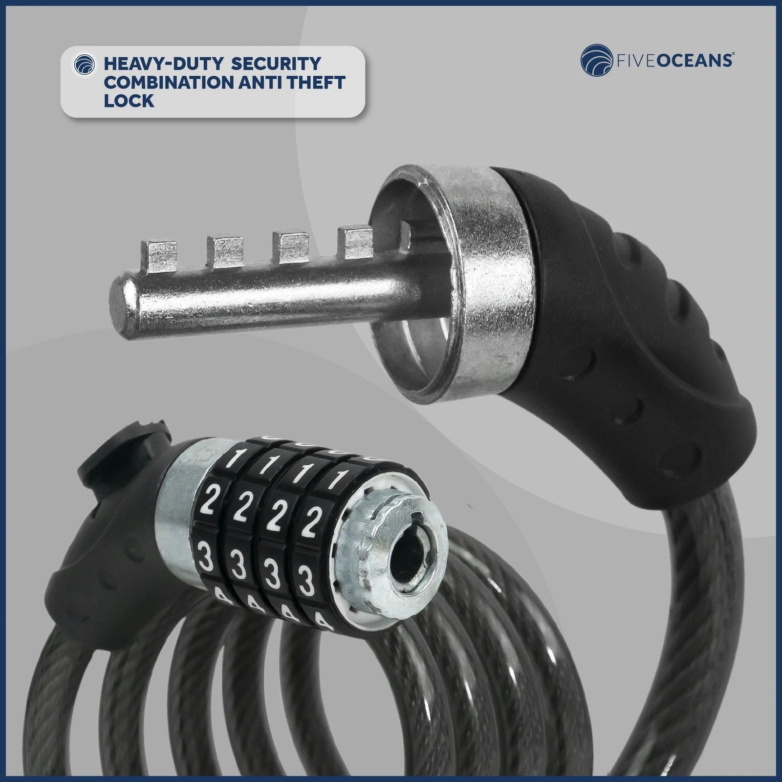 Bike Lock Cable, Combination Anti Theft Resettable Lock for Bicycle