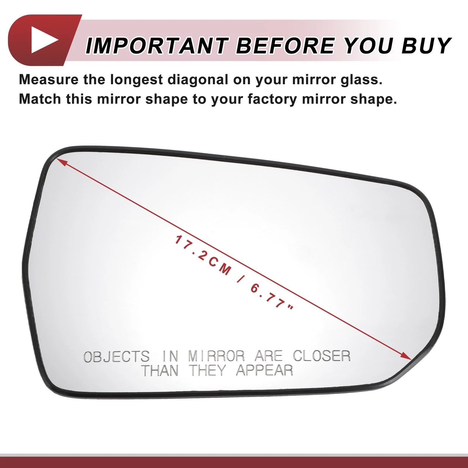 Mirror Glass Heated Right Passenger Side Replacement for Chevrolet Malibu (2016–2021)
