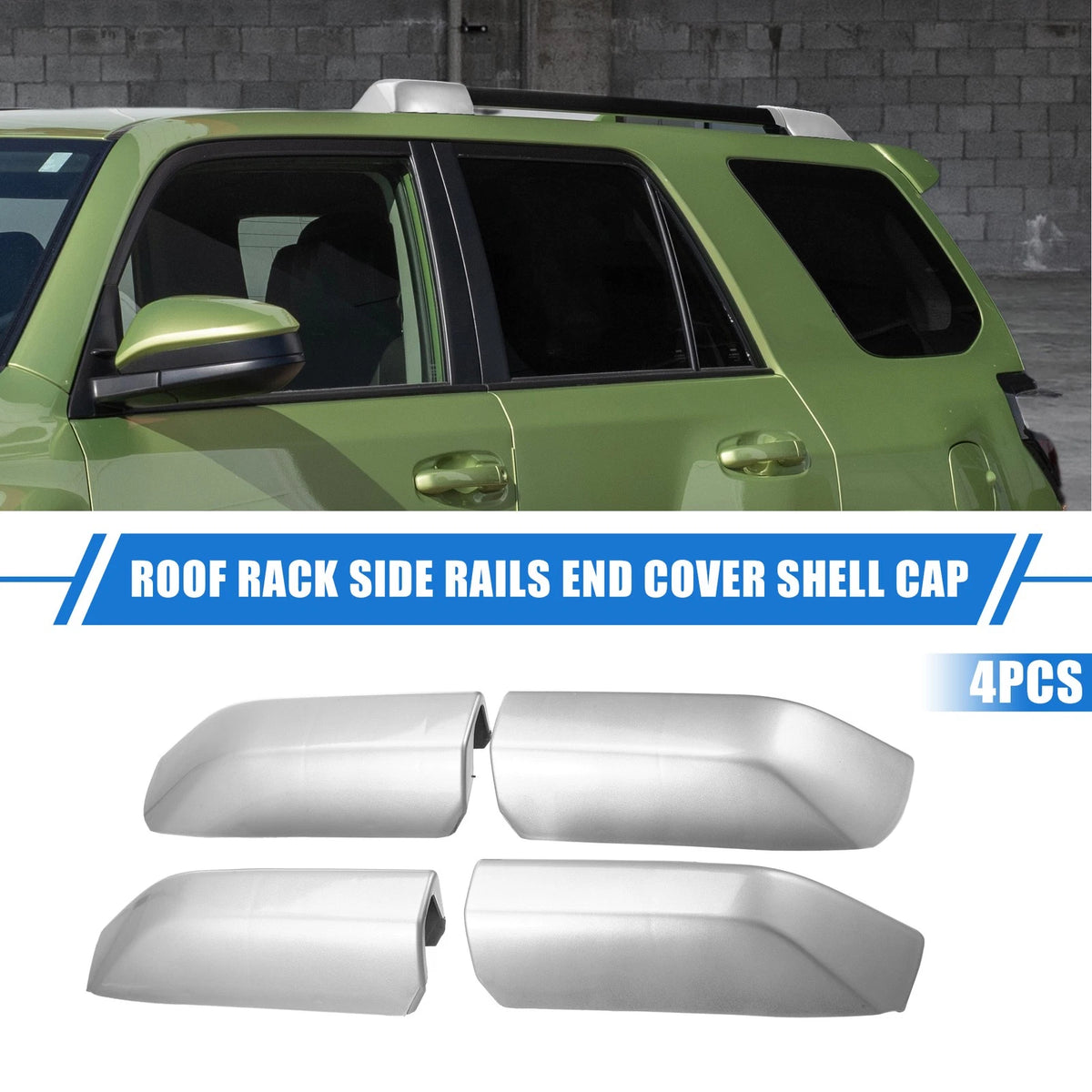 Set of 4 Roof Rack Side Rails End Covers for Toyota 4Runner (2010–2022) Silver
