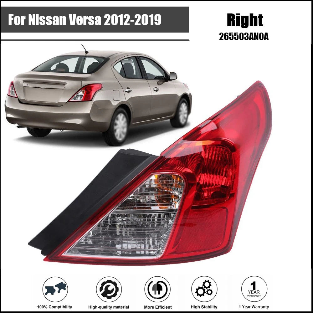 Tail Light Assembly for Nissan Versa (2012–2019) Halogen, Right Side