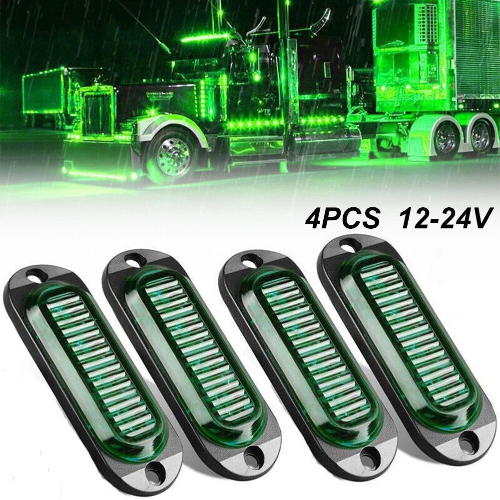 Green Oval Side Marker Lights for Trucks and Trailers (Quick Installation)