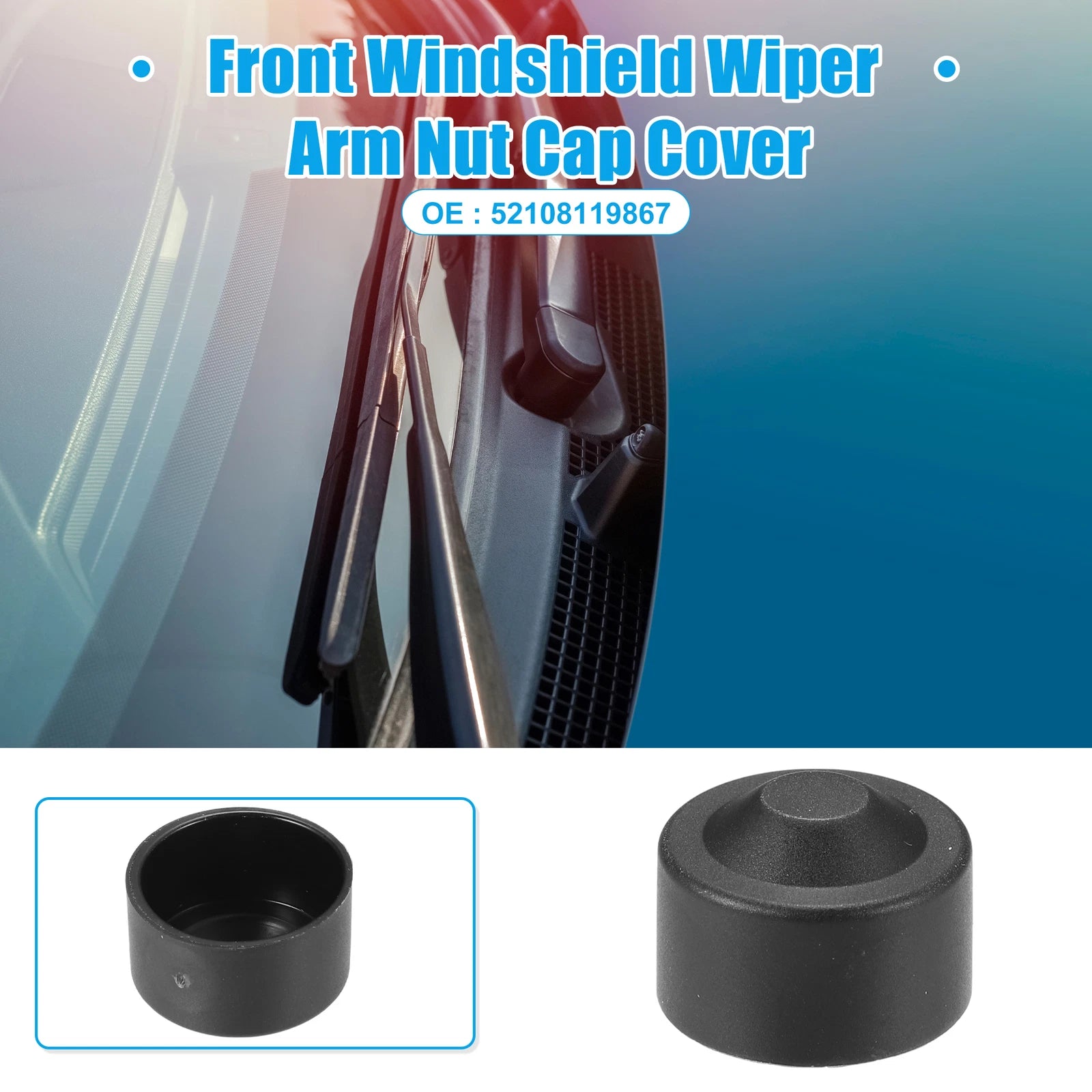 2X Front Windshield Wiper Arm Nut Cover Cap for BMW i3 (2014–2021)