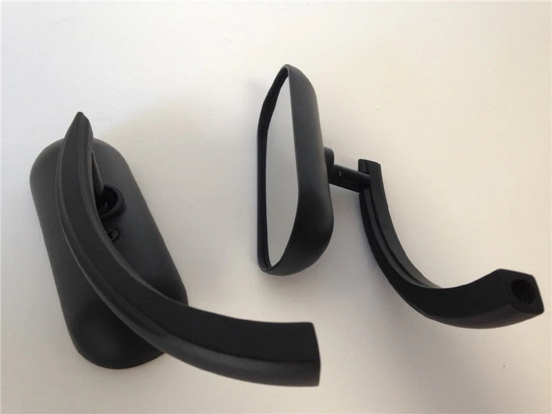 Black Custom Mini Oval Mirrors for Universal Motorcycles (8mm 10mm Thread)