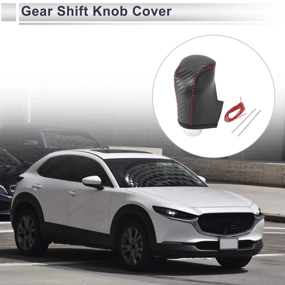 Gear Shift Knob Cover Replacement for Mazda CX-30 (2020–2021) Black Carbon Fiber