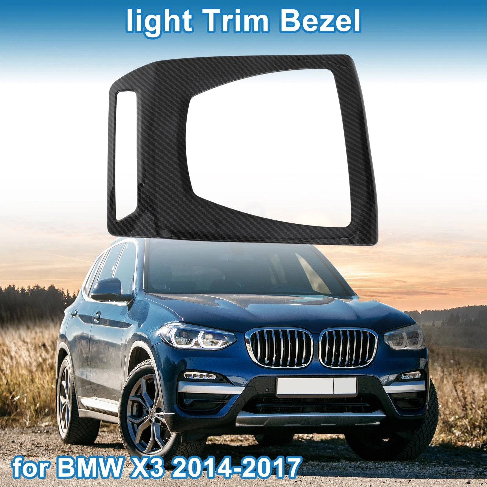 Front Headlight Trim Bezel for BMW X3 (2014–2017) Carbon Fiber Black