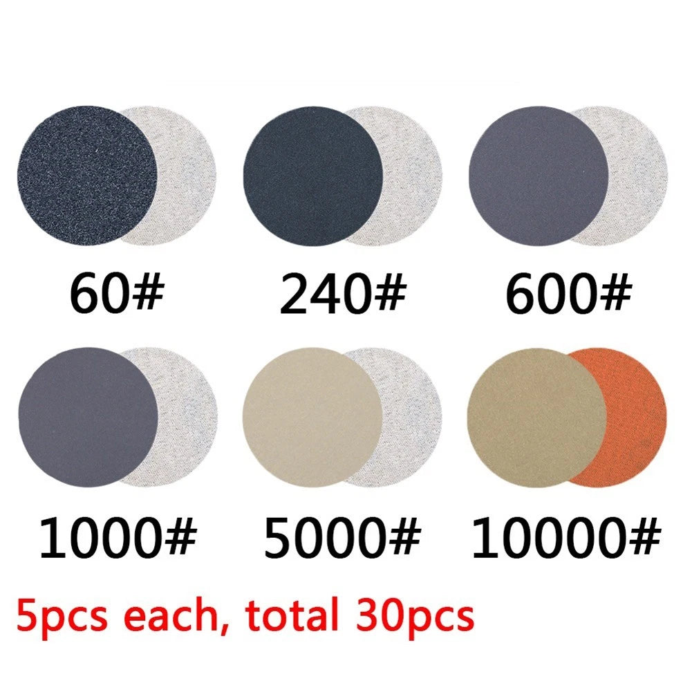 30PCS 2-Inch Wet & Dry Sanding Discs for Multi-Purpose Use
