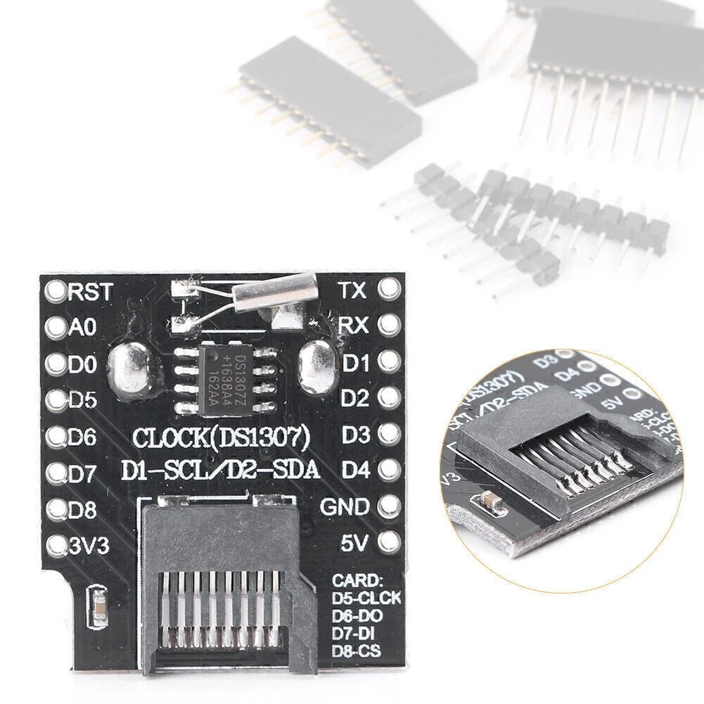 Micro SD Data Logger Shield + RTC DS1307 for Wemos D1 (Arduino/Raspberry Pi)