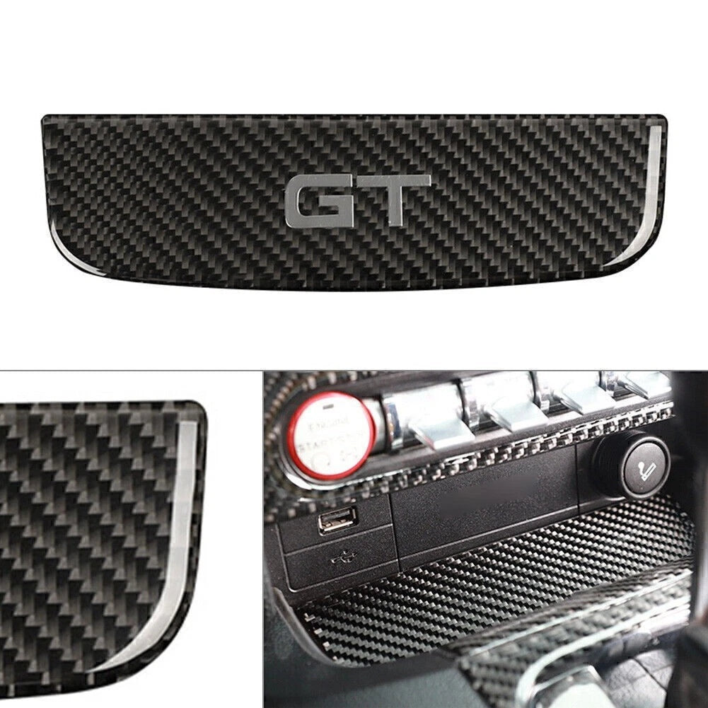 Interior Inner Storage Box Trim Cover for Ford Mustang (2015–2019) Carbon Fiber