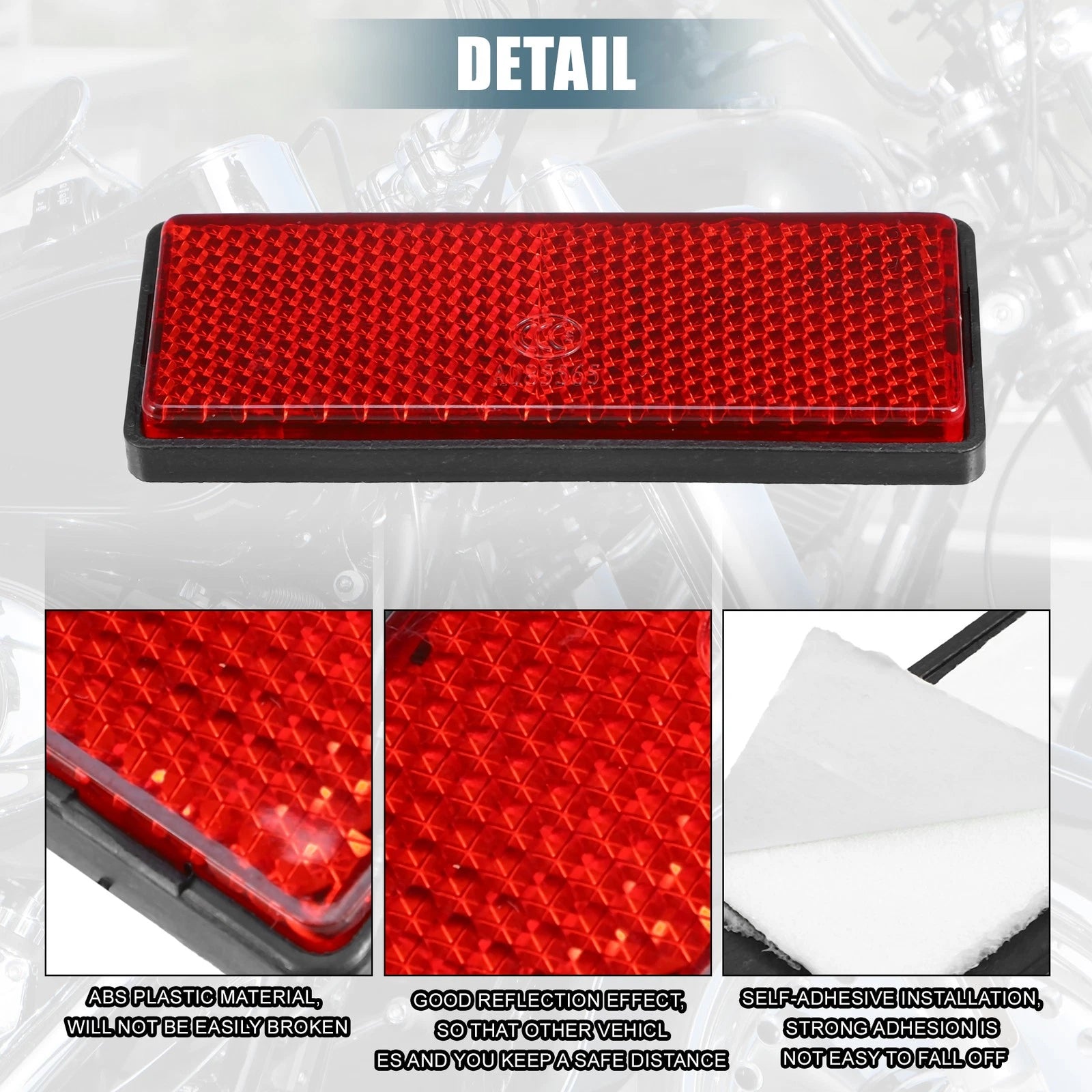 8pc Safety Reflectors Rectangular Spoke Reflective for Motorcycle Bicycle (Red)