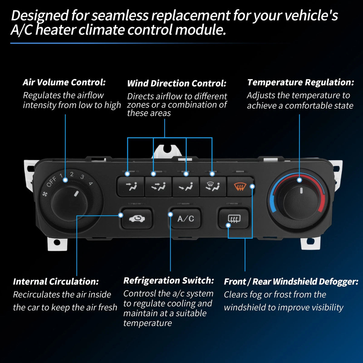 A/C Heater Climate Control Module for Honda Accord (2001–2002)