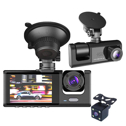 Dual Lens Dash Cam for Car (HD 1080P, Front/Rear/Inside)