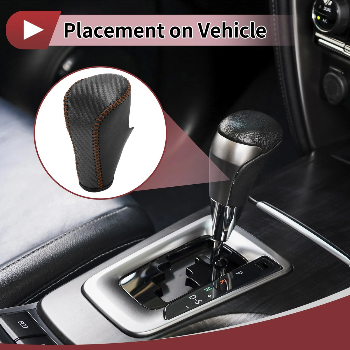 Gear Shift Knob Cover Replacement for Honda Accord 2008–2012 Carbon Fiber