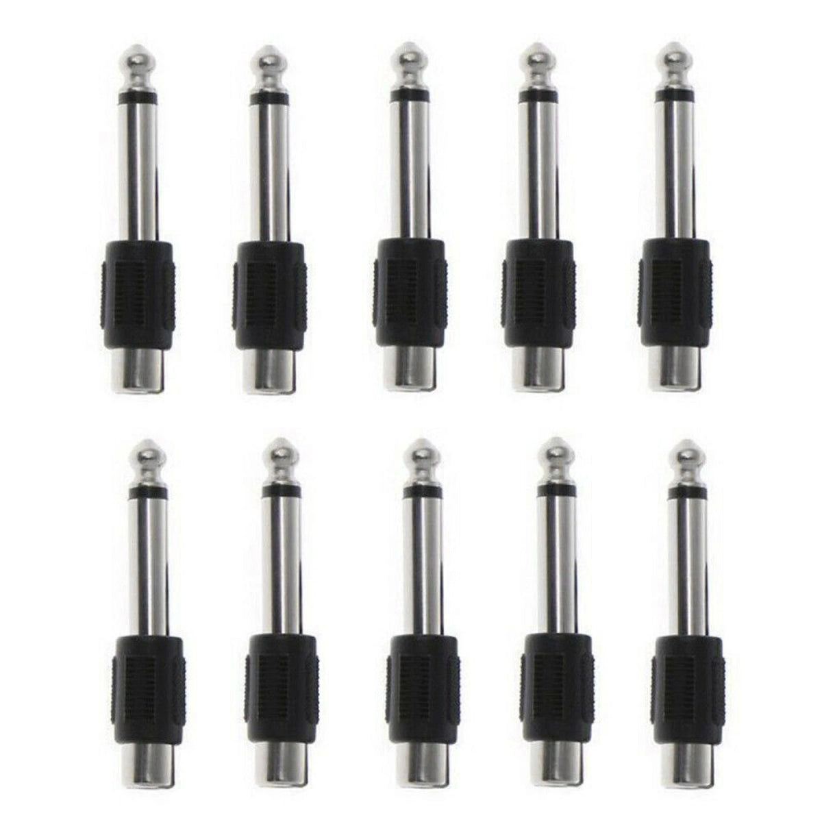 RCA F Jack to 1/4" M Mono Plug Audio Stereo Adapter Connector (10 Pack)