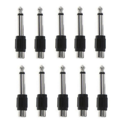 RCA F Jack to 1/4" M Mono Plug Audio Stereo Adapter Connector (10 Pack)