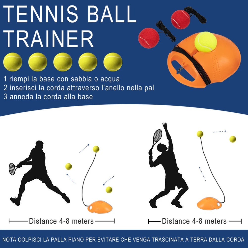 Complete Tennis Rebounder Kit with 3 Elastic Balls for Individual Training