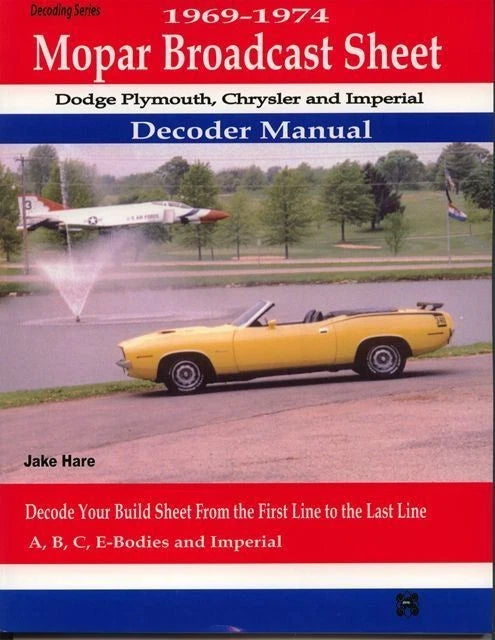 Broadcast Build Sheet Decoder Guide for Dodge Plymouth Chrysler Imperial (1969–1974)
