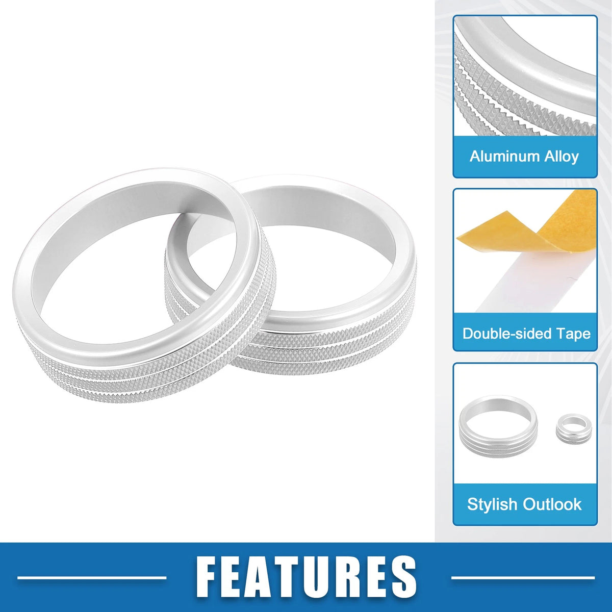 AC Audio Volume Knob Cover for Subaru BRZ GR86 2022 Silver Tone Set
